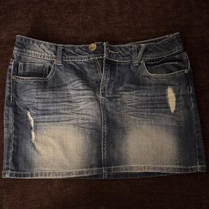 Forever 21 Distressed Blue Mini Skirt